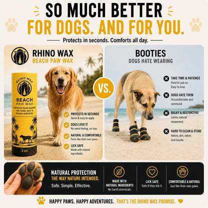 Rhino Wax - Dog Paw Protector for Hot Pavement - Use Street Wax Before Taking Dogs on Asphalt - Balm Protects from Warm Surfaces Rocks Road Debris - Great for Dogs who Hate Dog Shoes for Hot Pavement