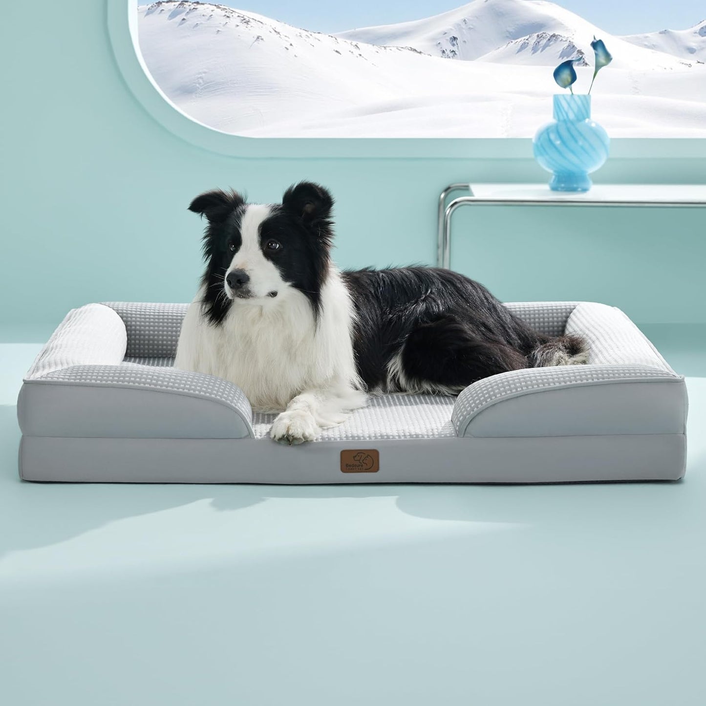 Bedsure Orthopedic Dog Bed Medium Size Dogs - Washable Small Medium Dog Cat Bed Waterproof, Comfort Cats Couch Sofa with Washable Removable Cover, Pets Bed with Nonskid Bottom, Grey, 28"