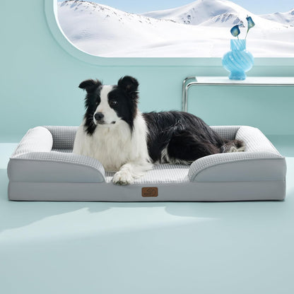 Bedsure Orthopedic Dog Bed Medium Size Dogs - Washable Small Medium Dog Cat Bed Waterproof, Comfort Cats Couch Sofa with Washable Removable Cover, Pets Bed with Nonskid Bottom, Grey, 28"