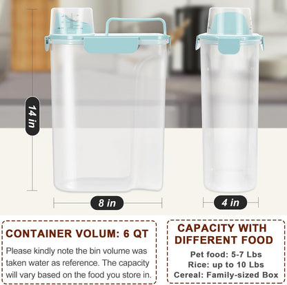 TBMax Dog Food Storage Container 5-7 lbs, Airtight Cat Food Container with Larger Spout & Measuring Cup, Portable Pet Food Storage Dispenser for Small Animal Kibble Storage, Bird Seed Container