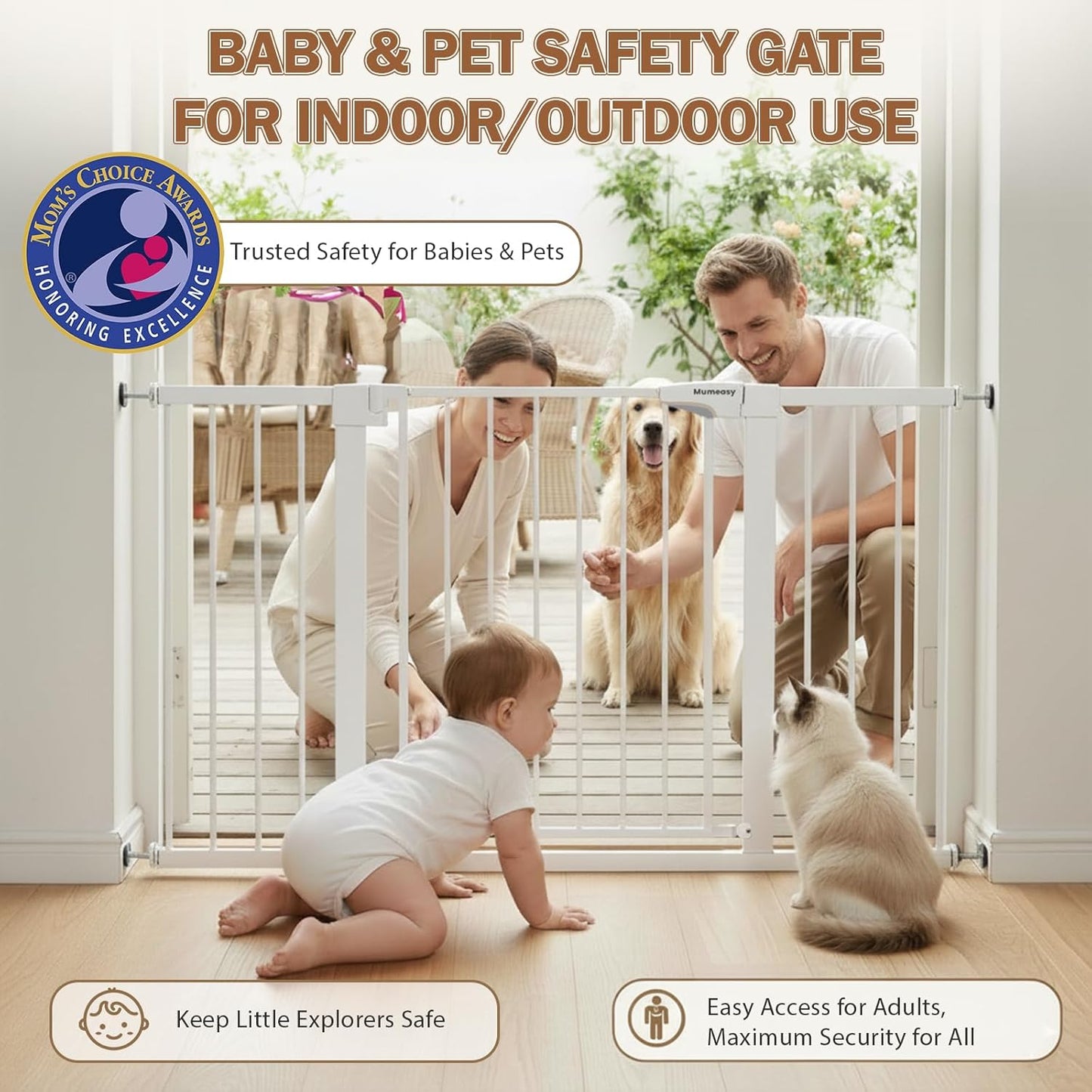 Mumeasy Baby Gate Extra Wide, 29.7-51'' Pressure Mounted Dog Gate with Walk Thru Door, Auto Close Pet Gate for House, Stairs, Doorways,Black