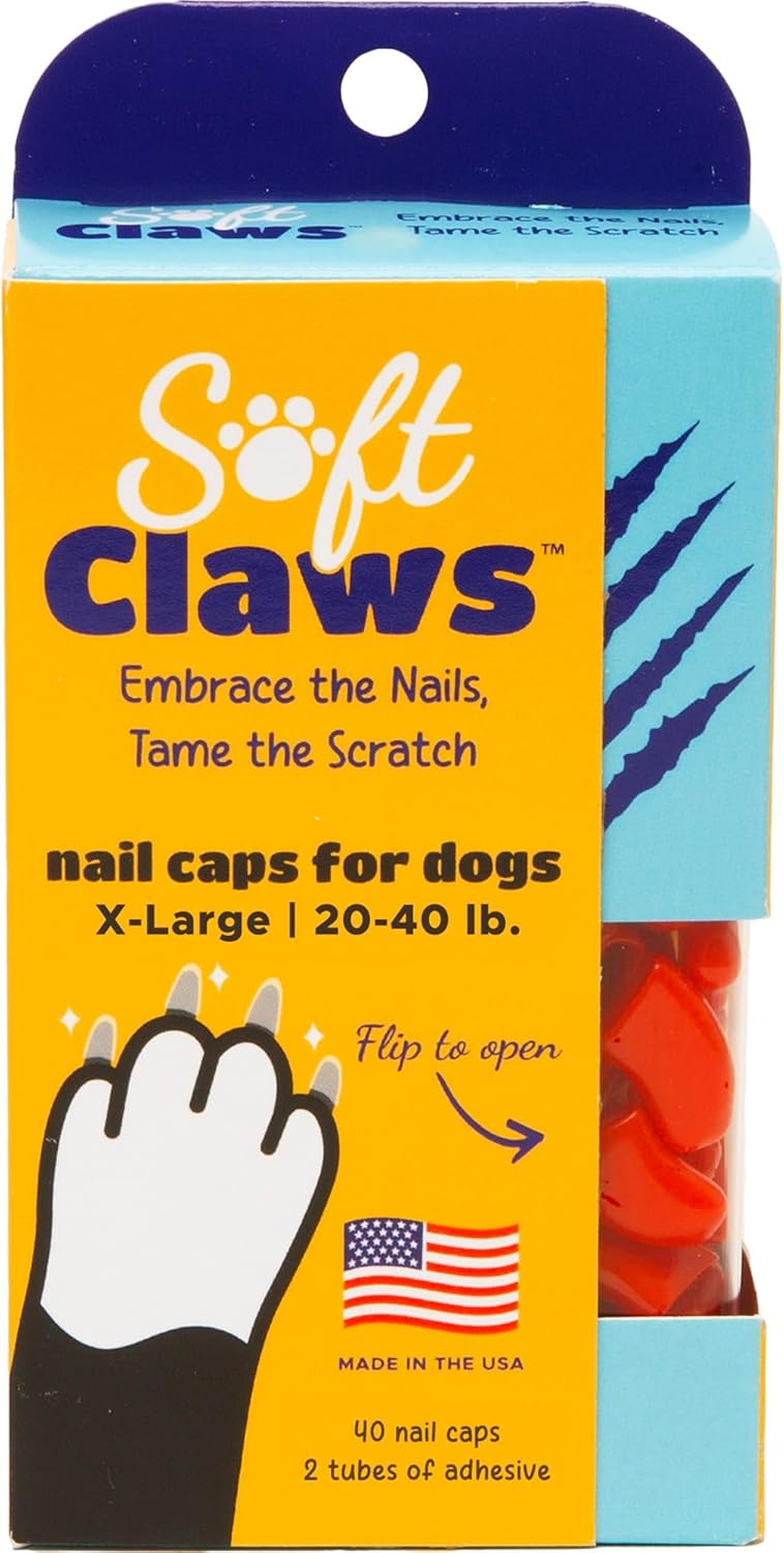 Soft Claws Nail Caps for Dogs with Non-Slip Design Made in USA - 40 Dog Nail Covers for Long-Lasting Protection of Floors and Furniture - Silver, XX-Large