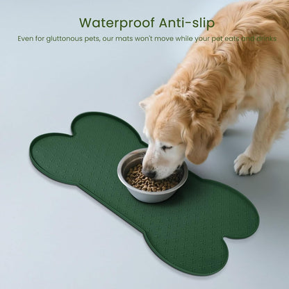 PWTAA Dog Food Mat Anti-Slip Silicone Dog Bowl Mat Thicker Pet Placemat Waterproof Cat Feeder Pad with Raised Edge Puppy Kitten Feeding Mats Suitable Small Medium-Sized Dogs Cats Eating Tray