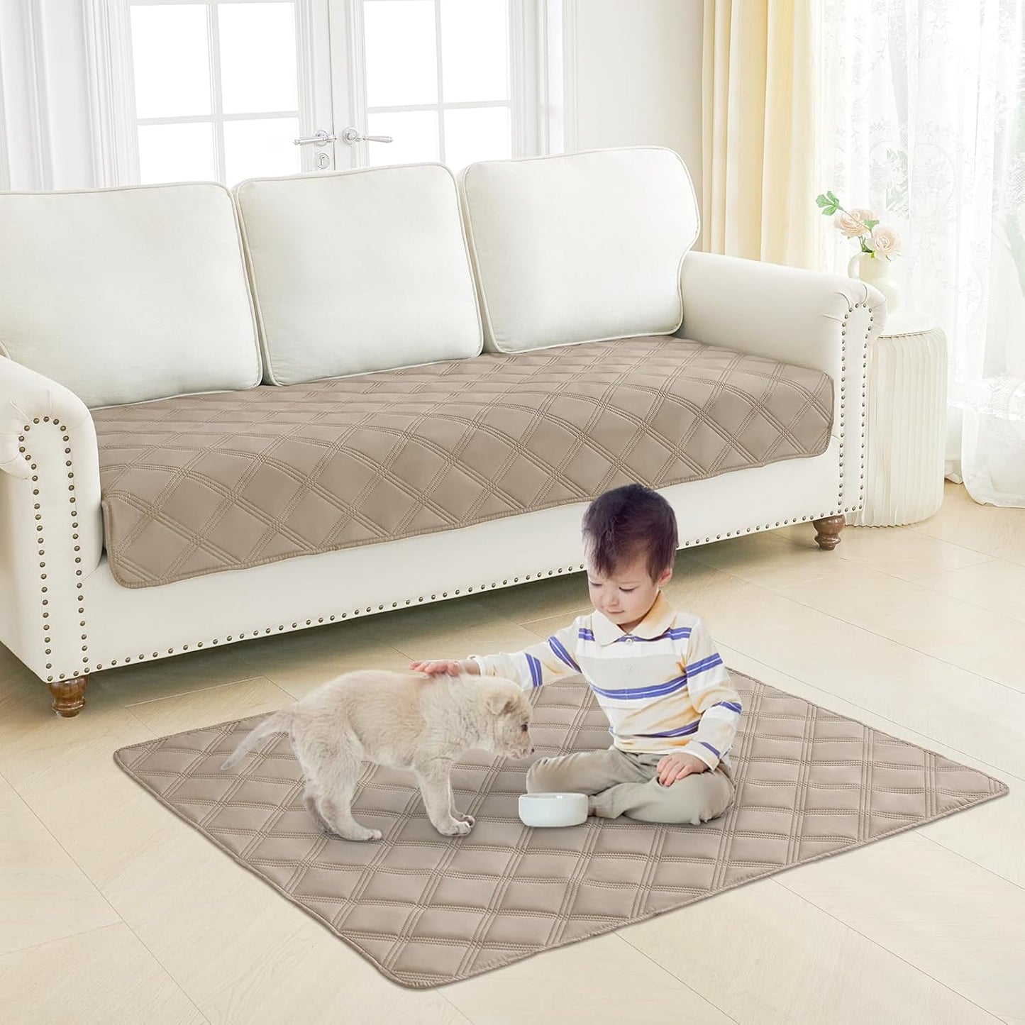 Smiry Waterproof Dog Bed Cover Blanket 30x70, Soft Reversible Pet Blanket, Washable Leakproof Cats Dogs Couch Cover for Sofa, Couch, Furniture, Grey/Dark Grey