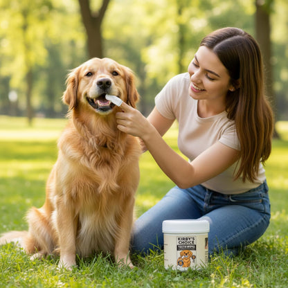 Kirby's Choice Dog Teeth Cleaning Wipes for Dogs & Cats – Vet-Recommended Dental Care Wipes to Reduce Bad Breath, Plaque & Tartar, Tooth Brushing Alternative for Dogs, 50 ct