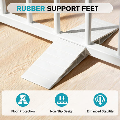 Snagle Paw Extra Wide Dog Gate,Free Standing Dog Fence with Door, Up to 104 Inch Wide Pet Gate with Support Feet for Stairs, Hallways, Doorways, Yard (Black, 4 Panels)