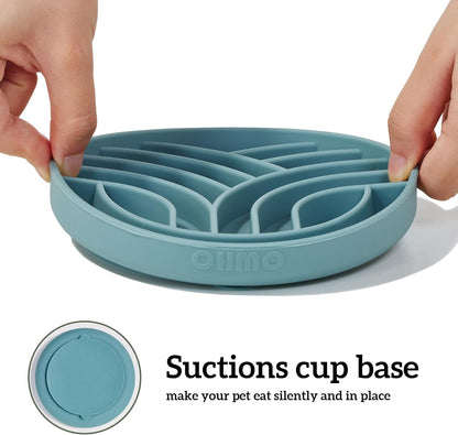 OHMO Slow Feeder Dog& Cat Bowl, Silicone Puppy Cat Food Bowl with Anti-Slip Suction Cup Slow Down Small Dogs Eating, Anti Choking (S-Tree of Life,Sage Green)