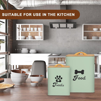 Dog Treat Container 2PCS, Dog Food Storage Container with Lids Airtight, Dog Treat Jars for Kitchen Counter-7+3Lbs, Small Dog Cookie Jar for Storage, (Upgraded) White