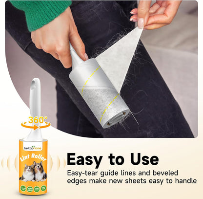 Lint Roller, 800-Sheet Extra Sticky Rollers for Pet Hair, 4 Handles, Value Pack for Dogs, Cats, Clothes, Carpet, Furniture