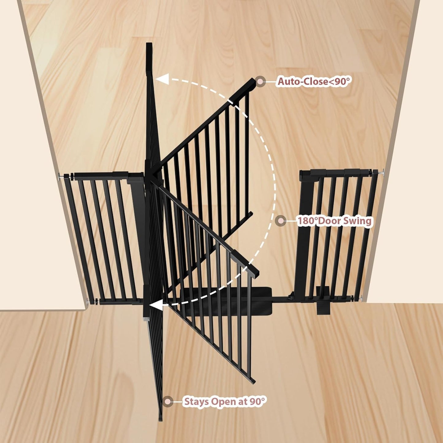 51'' Extra Tall Cat Gate for Doorways 30-40.9'' Wide, Climb Proof Pet Dog Gates for Kitten Dogs, Pressure Mounted No Drilling Cats Fence Barrier White