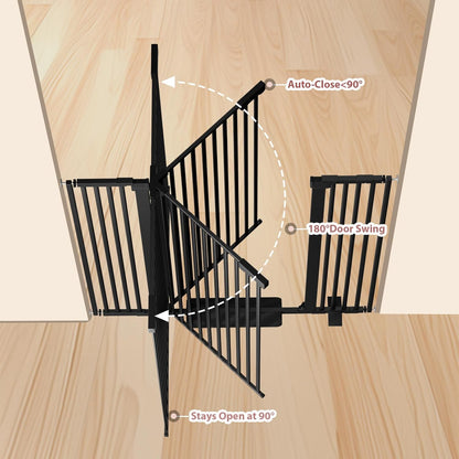 51'' Extra Tall Cat Gate for Doorways 30-40.9'' Wide, Climb Proof Pet Dog Gates for Kitten Dogs, Pressure Mounted No Drilling Cats Fence Barrier White