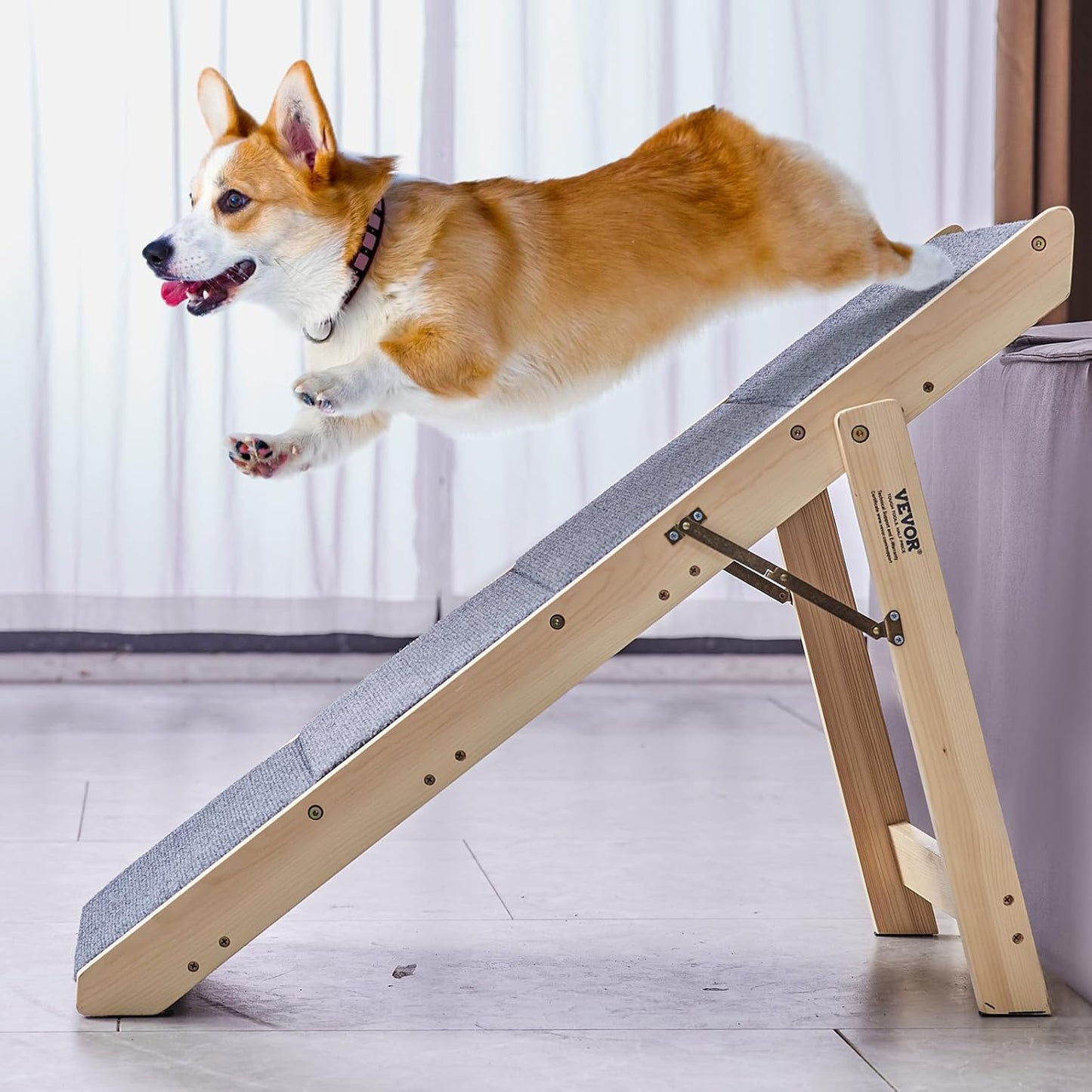VEVOR Wood Pet Stairs, 2-Step Dog Stairs for Beds, Sofa & Cars, 110lbs Load Capacity, Floded Flat Design, Stable & Sturdy Cat & Dog Step Ladder for Small Medium Large Older Pet Puppy Essentials