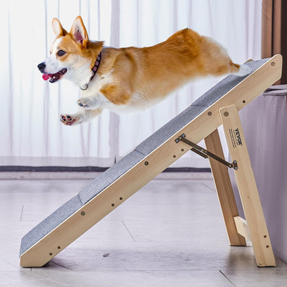 VEVOR Wood Pet Stairs, 2-Step Dog Stairs for Beds, Sofa & Cars, 110lbs Load Capacity, Floded Flat Design, Stable & Sturdy Cat & Dog Step Ladder for Small Medium Large Older Pet Puppy Essentials