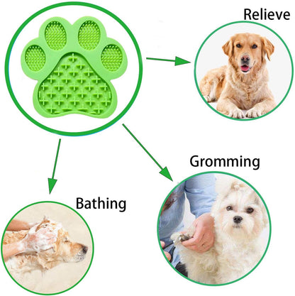 Dog Licking Mat for Anxiety Peanut Butter Slow Feeder Bowls Licking Pad with Strong Suction to Wall for Pet Bathing,Grooming,and Dog Training (Red)