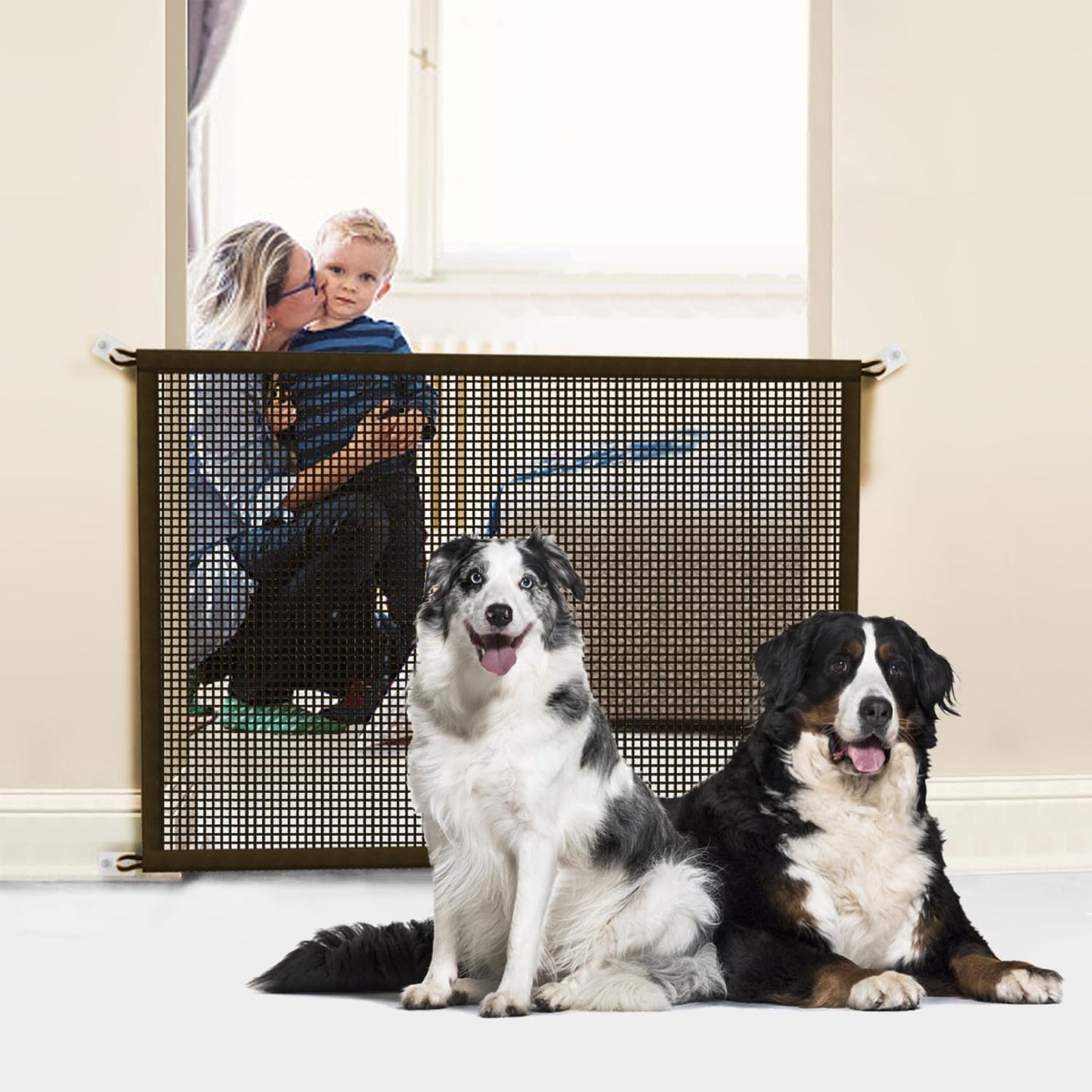 Cupount Baby Gate for Stairs - Dog Gate Indoor Mesh Pet Gates for Doorways (Black, 30" H x 41" W)