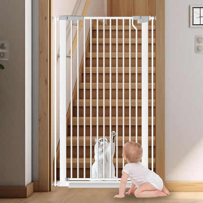 51.18" Extra Tall Cat Gate for Doorway,29.5"- 48.4" Wide Auto Close Tall Pet Gate No Drilling Pressure Mounted for Hallway Kitchen,Black
