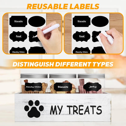 qeerable Dog Treat Container Airtight Storage Jars Set of 3 - Clear Plastic Pet Treat Canister with Lids - Dog Food Container for Countertop Organization (grey)