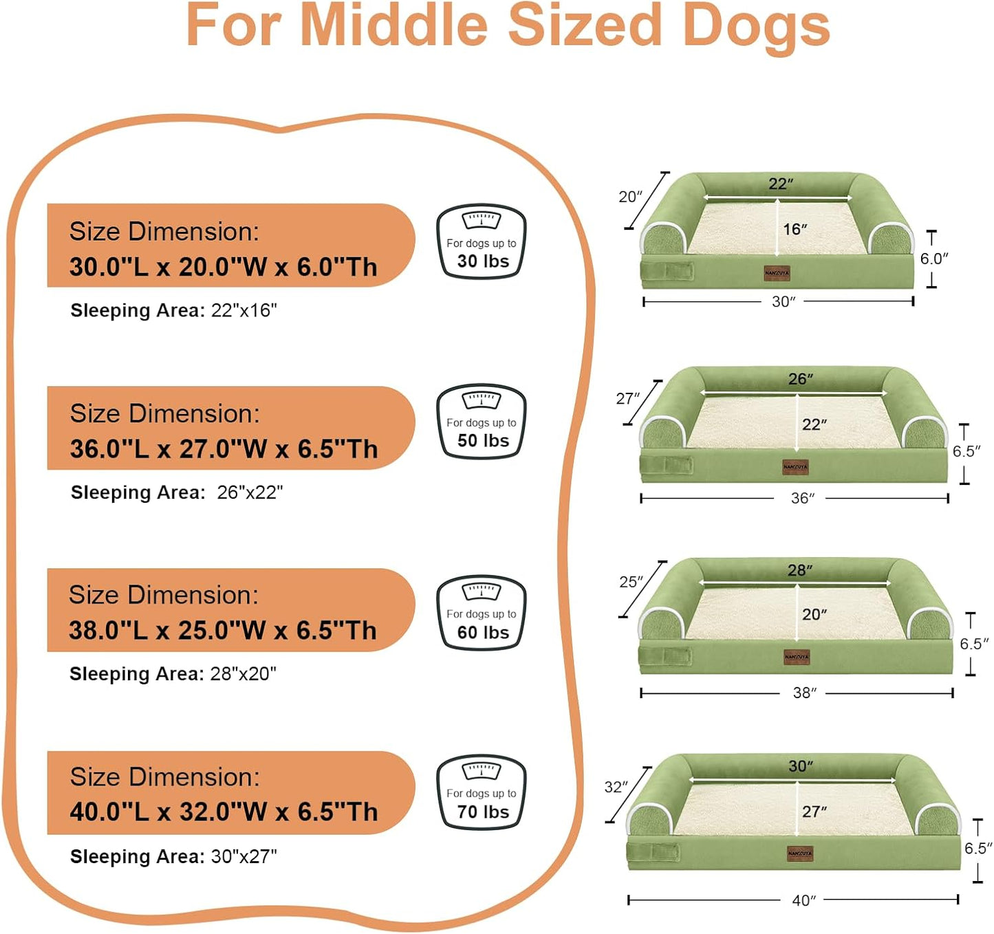 Large Dog Bed Orthopedic Washable: Beds Bolster XL Bed Large Big Dogs Memory Foam Couch Sofa Waterproof with Removable Cover