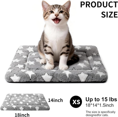 Dog Bed Mat, Reversible Crate Pad & Cute Dog Bed - Machine Washable Kennel Mat with Ultra Soft for Small Dogs (Cool/Warm), 24" x 18", Grey&Star
