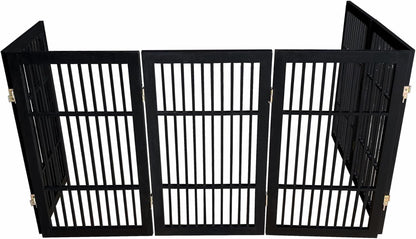 Urnporium Freestanding Wooden Dog Gate for Doorways – Foldable Acacia Wood Pet Gate, No Drill Portable Indoor/Outdoor Puppy Fence Barrier (White Pet Gate, 3 Panel 24" Tall)