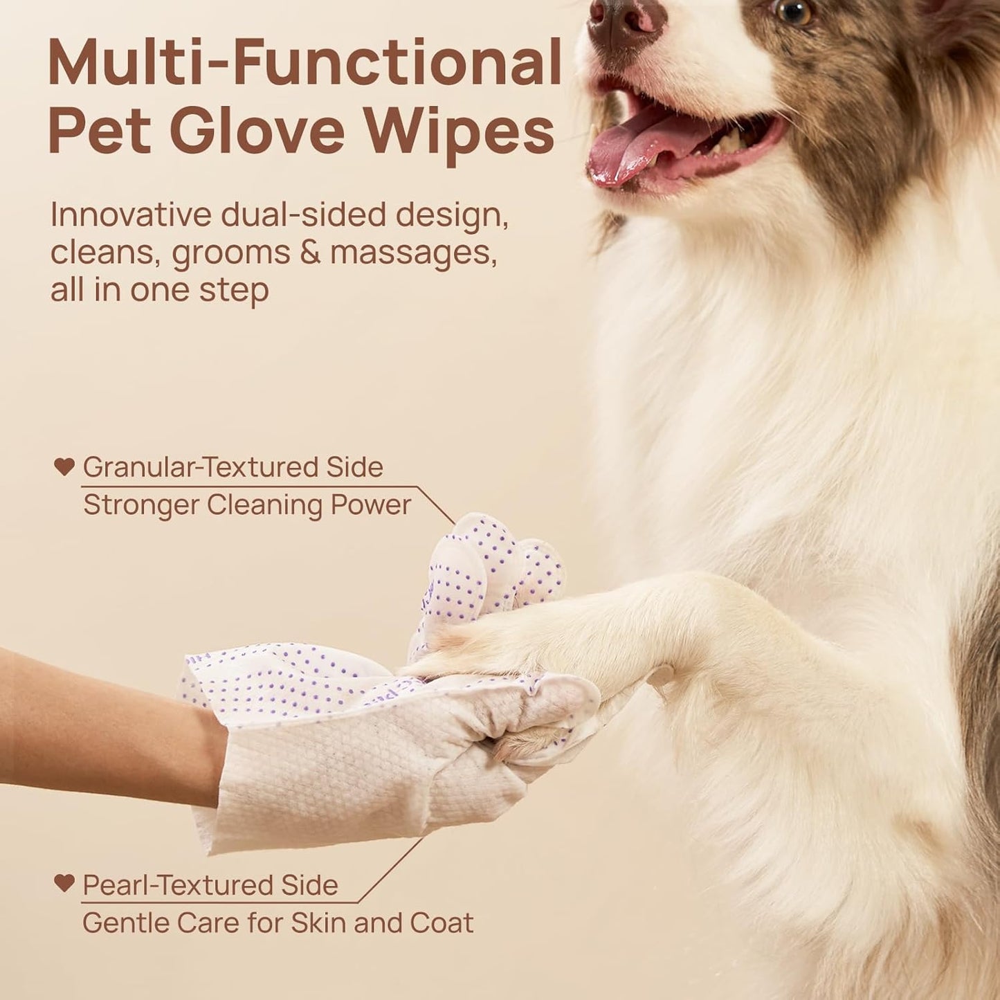 HICC PET Glove Wipes Pro – Pet Cleaning Gloves for Dogs & Cats – Infused with Coconut Oil & Plant Extracts – Hypoallergenic, Gentle, Spa-Like Care at Home, Portable 6 Pack-Coconut Scent