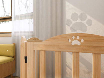 YOCAN Foldable Wooden Dog Gate, 23.6" Tall 3 Panels Indoor Puppy Gate, Freestanding Pet Dog Fence, No Assembly Portable Pet Barrier for Doorways, Stairs & Hallways