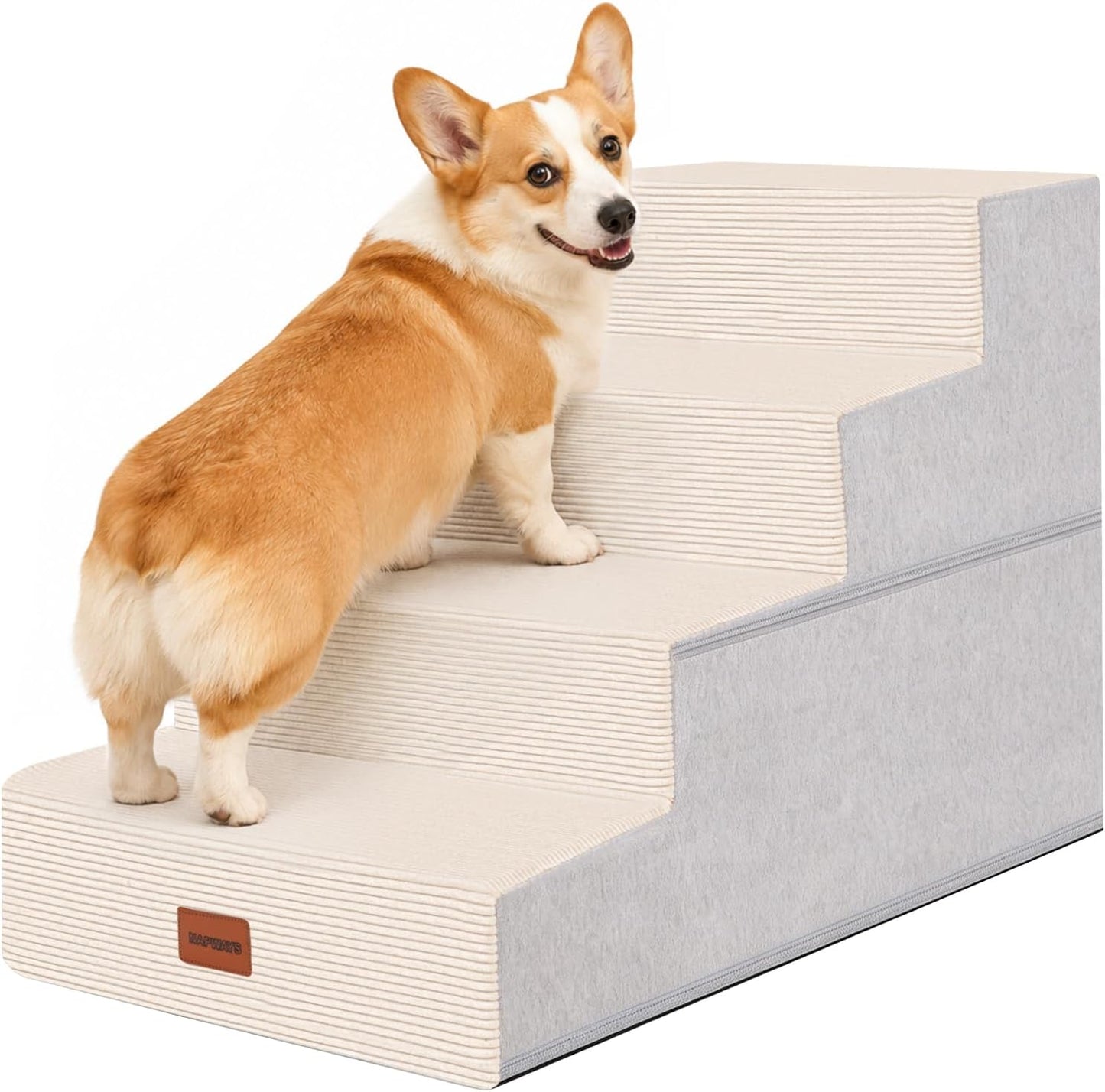 Dog Stairs for Small Dogs, 13.5" H, 3-Step Pet Steps for Couch Sofa and Chair, Non-Slip Balanced Pet Ramp for Medium Cats,Indoor Dog Ladder, Grey