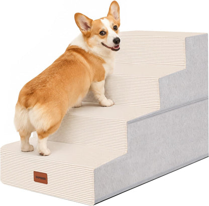 Dog Stairs for Small Dogs, 13.5" H, 3-Step Pet Steps for Couch Sofa and Chair, Non-Slip Balanced Pet Ramp for Medium Cats,Indoor Dog Ladder, Grey