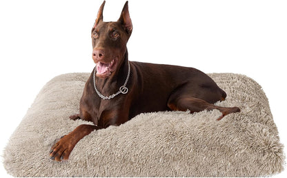 EHEYCIGA Fluffy Dog Crate Bed for Medium Dogs, Plush Faux Fur Crate Pad, Calming Anti Anxiety Medium Dog Bed, Washable Soft Warm Crate Mat with Non-Slip Bottom