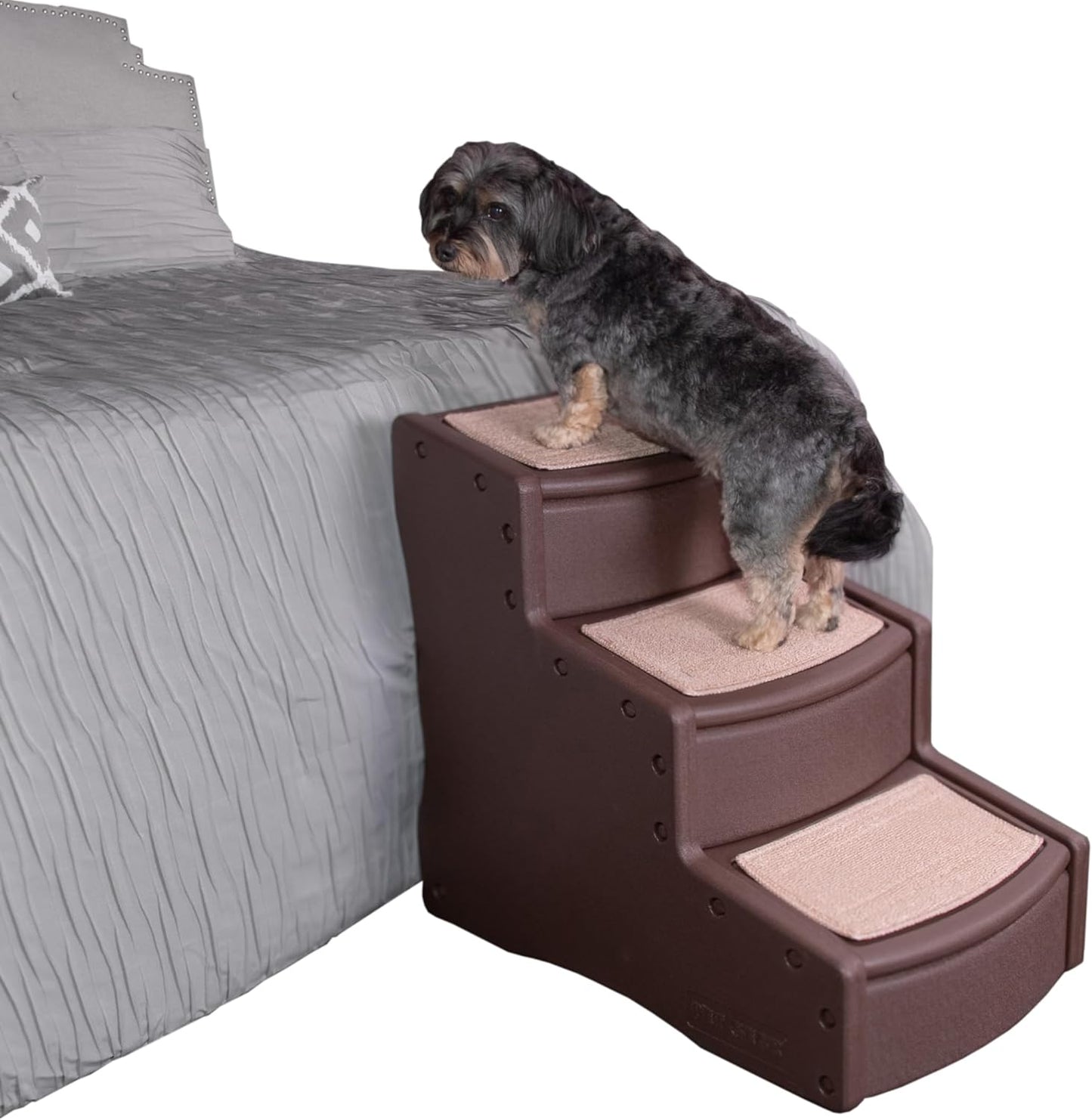 Pet Gear Easy Step III Pet Stairs, 3 Step for Cats/Dogs, Removable Washable Carpet Treads, for Pets Up to 150lbs, No Tools Required, Available in 9 Colors, Coffee Bean