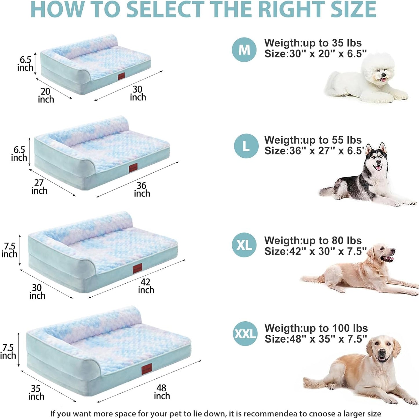 BFPETHOME Orthopedic Dog Beds for Large Dogs-Waterproof Sofa Dog Bed with Removable Washable Cover, Big Pet Bed with Waterproof Lining and Nonskid Bottom,Pet Bed for Large Dogs