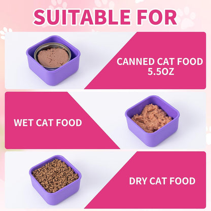 SLSON Cat Can Cover 5.5 oz Canned Food Storage Container, 2Pack Silicone Can Sealer with Airtight Lids Compatible with 5.5oz Friskies & 3.5oz Cesar Pet Cans for Fridge to Keep Fresh (Beige and Grey)