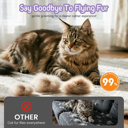 Dog & Cat Brush for Shedding, Self Cleaning Deshedding Brush with Adjustable Bristle Length & Dematting Comb, Skin Friendly Grooming Tool for Long & Medium-Long Hair Pets
