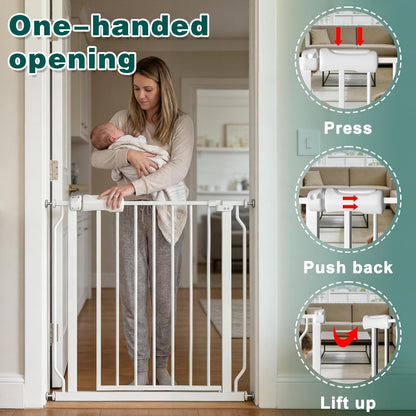Extra Wide Baby Gate with Door, 52.76~62.2 Inch Wide Presure Mounted No Drill Metal Auto Close Child Gate for Stair Doorway - Indoor Outdoor Safty Gate for Toddler Dog Doggie, Black