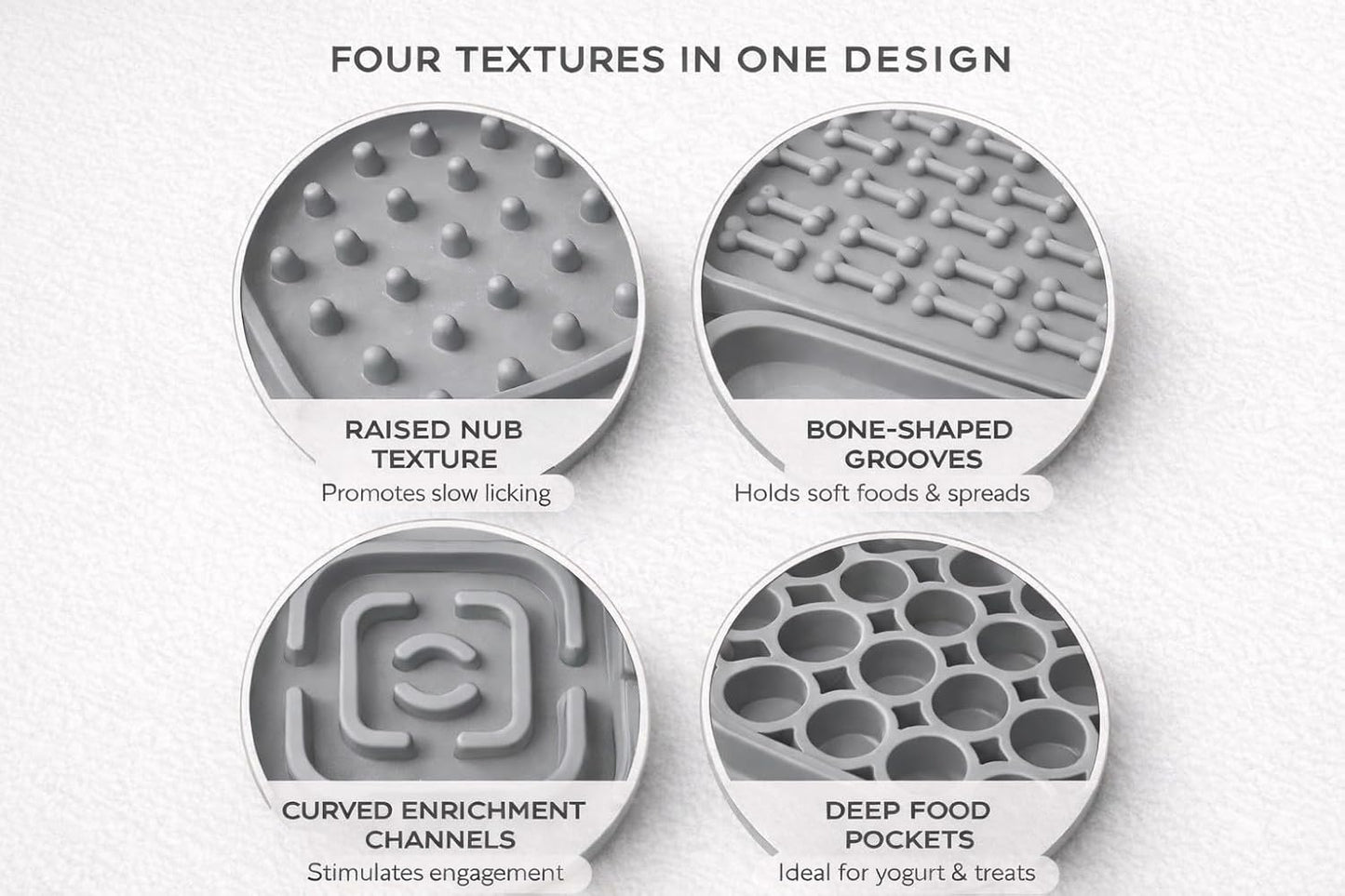 Hearth & Paw Silicone Lick Mat for Dogs Slow Feeder & Enrichment Mat, Food-Grade 100% BPA-Free Silicone, Mental Stimulation, Better Digestion, Anxiety Relief, Multiple Colors Available (Gray)
