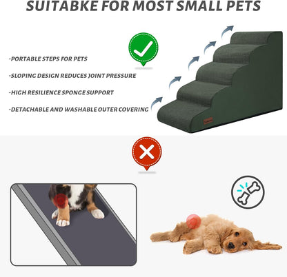 Aodisman 3-Step Dog Ramp and Stairs for Sofa and Chair - Non-Slip Sturdy Pet Steps for Small Dogs and Cats,15.7" H,Grey
