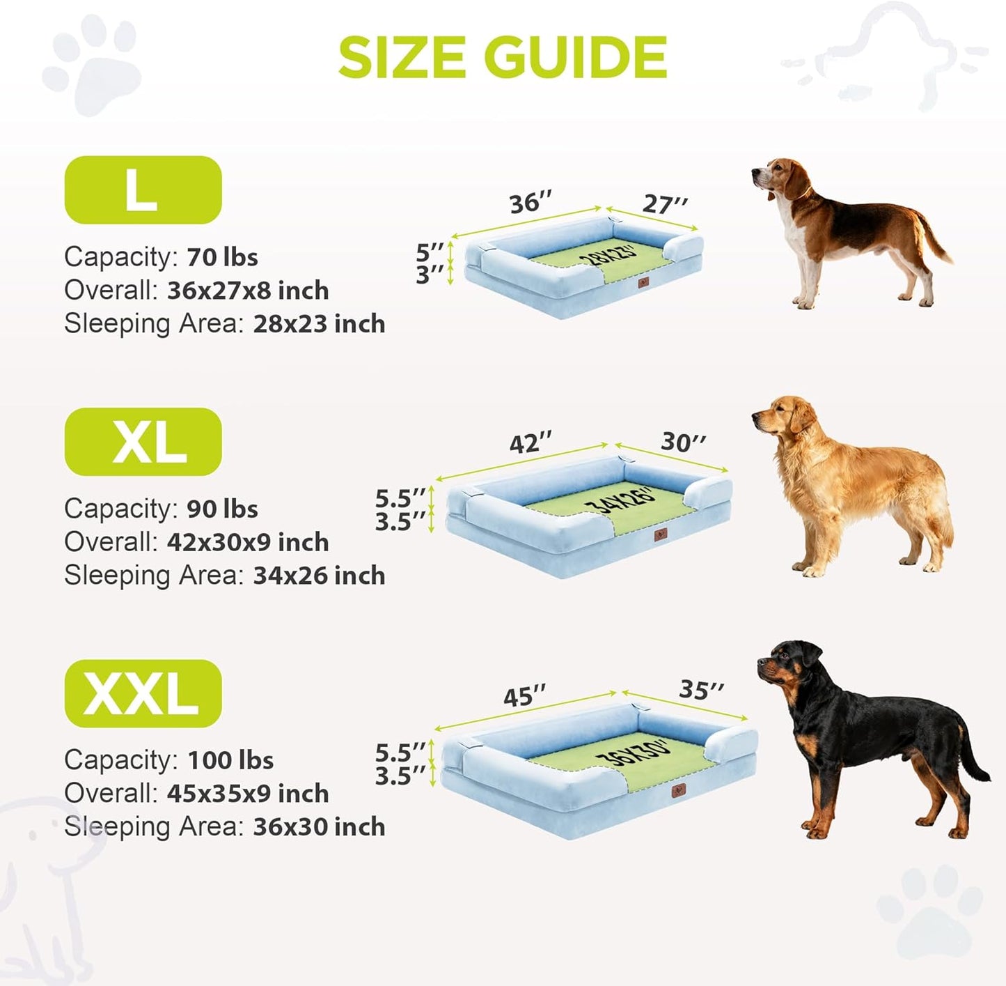 Extra Large Dog Bed, Orthopedic XL Washable Memory Foam Bed for Big Dogs Waterproof Pet Couch Sofa Bolster with Removable Cover, Non-Slip Bottom, Tennis Ball Toy, 42x30