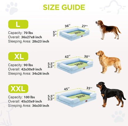 Extra Large Dog Bed, Orthopedic XL Washable Memory Foam Bed for Big Dogs Waterproof Pet Couch Sofa Bolster with Removable Cover, Non-Slip Bottom, Tennis Ball Toy, 42x30