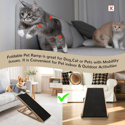 ABORON Antislip Dog Ramp, Adjustable Folding Pet Ramp for Small & Large Old Dogs & Cats, High Traction Portable Rubber Paw Ramps, Supports up to 200 lbs, Used for Bed Couch SUV, 39.3'' Long