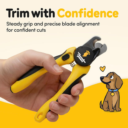 LED Dog Nail Clippers with Light, Trimmers with Protective Guard, Quick Sensor, Safety Lock and Nail File - Suitable for Large and Small Dogs & Cats (Yellow, LED)