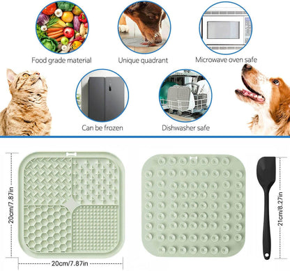Licking Mat for Dogs & Cats with Suction Cups, 1 Pack Square Dog Slow Feeder Lick Pat for Anxiety Relief & Boredom, Dog Toys to Keep Them Busy, Pets Grooming Bathing Training Mat