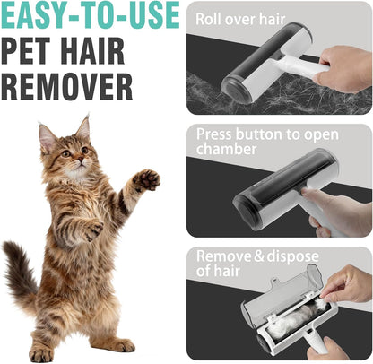 Reusable Lint Roller for Pet Hair - Washable Extra Sticky Gel Lint Remover, Eco-Friendly Dog & Cat Hair Roller for Clothes, Furniture, Carpet, Bedding, and Car Seat, (Travel Size). White.