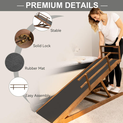 ABORON Antislip Dog Ramp, Adjustable Folding Pet Ramp for Small & Large Old Dogs & Cats, High Traction Portable Rubber Paw Ramps, Supports up to 200 lbs, Used for Bed Couch SUV, 39.3'' Long