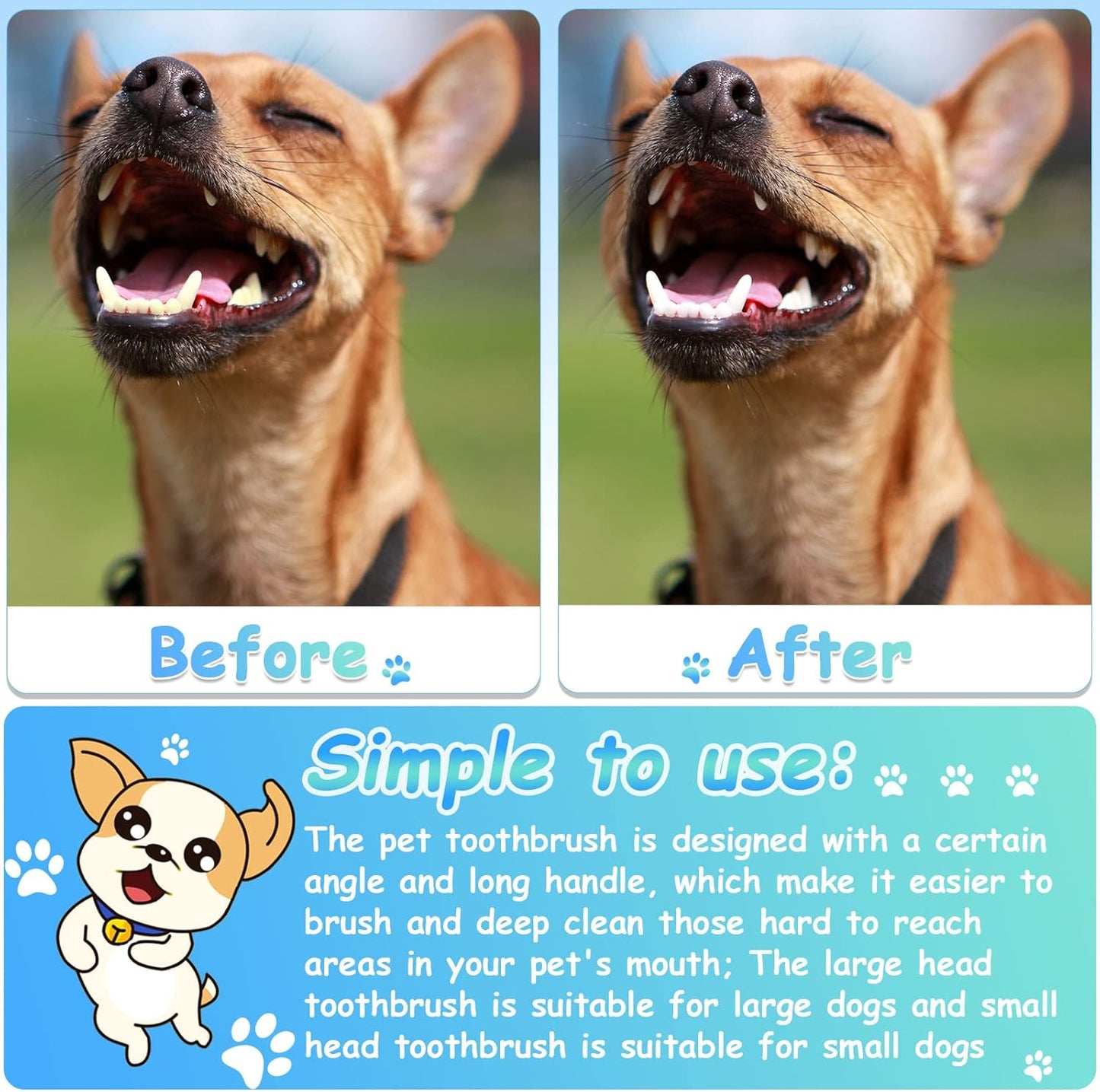 Honeydak Dog Toothbrush Bulk Dual Headed Dental Brushes Dogs Tooth Brushing Kit Long Handle Pet Tooth Brush for Puppy Large Small Cats and Most Pets Teeth Cleaning Dental Supplies(70 Pcs,Colorful)