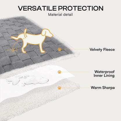 Luciphia Waterproof Dog Blanket, Leakproof Small Pet Blanket for Couch Sofa Bed Furniture Cover Protector, Washable Soft Sherpa Fleece with 3D Jacquard, Cozy Calming Reversible, Gray White, 40"x28"