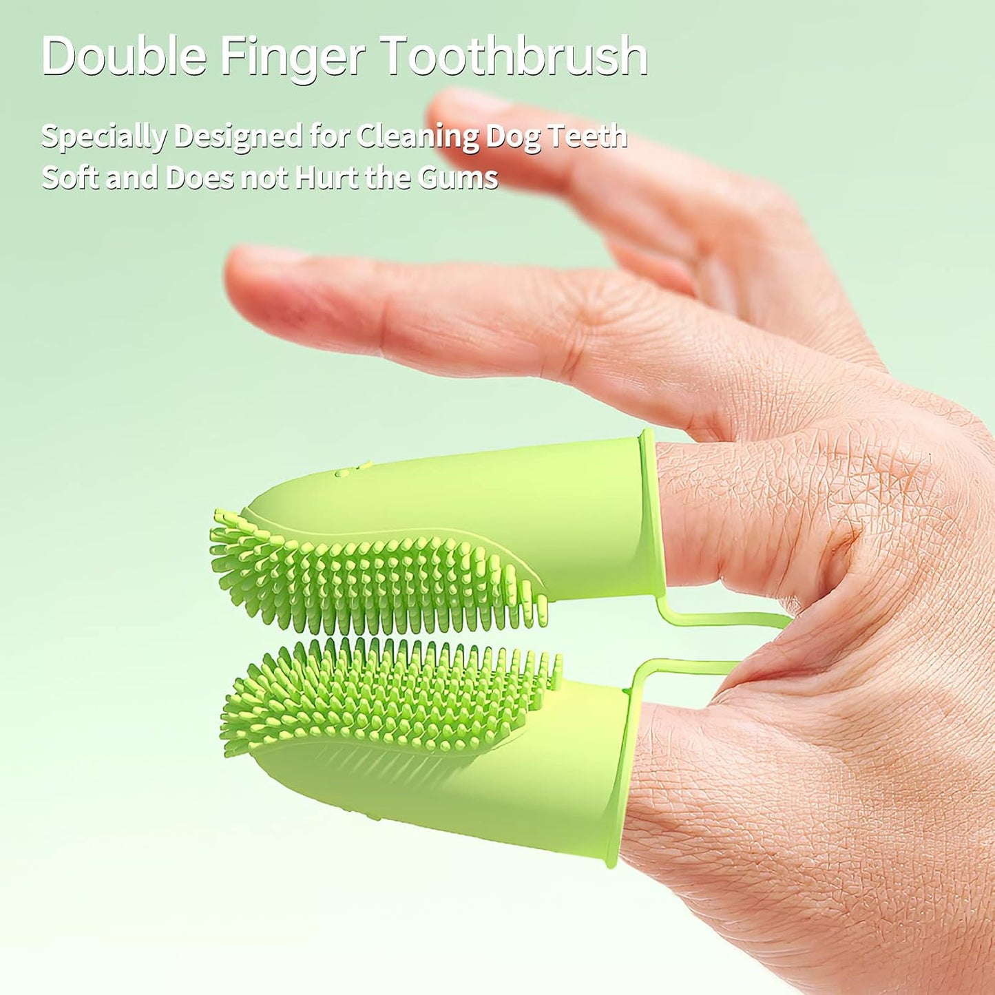 2 Pack Dog Toothbrush, 135ºSurround Bristles for Easy Teeth Cleaning, Double-Finger Toothbrush Dental Care for Puppies, Cats and Medium Pets
