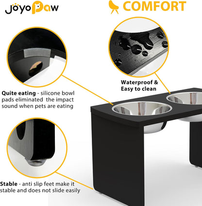 Elevated Dog Bowls, Bamboo Raised Dog Bowl for Medium Dogs, with 2 Stainless Steel Bowls (7'' Tall-40 oz Bowl)
