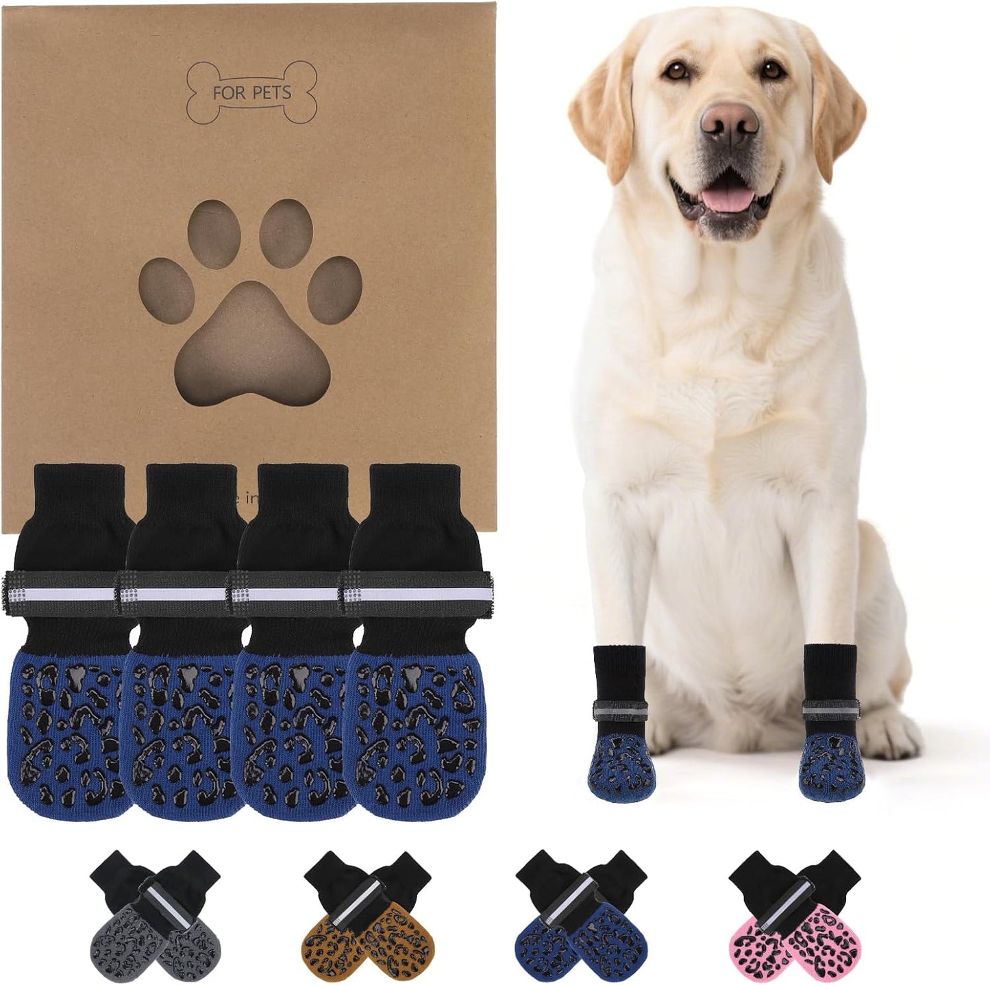 KOOLTAIL Dog Socks Shoes for Hot Pavement to Prevent Licking Paws, Winter Dog Boots&Paw Protector for Hardwood Floors Anti Slip,Traction Control Grip Booties for Small Medium Large Senior Dogs,Black M