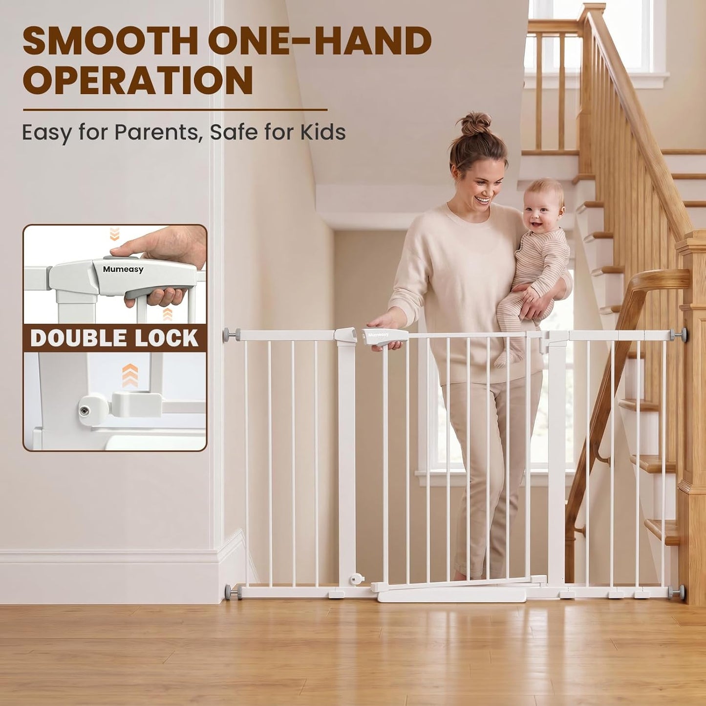 Mumeasy 36" High Extra Tall Dog Gate, 29.6"-40.5" Wide Pressure Mounted Tall Baby Gate for Dog, Auto Close Pet Gate with Door for Stairs,Doorways,House,Black