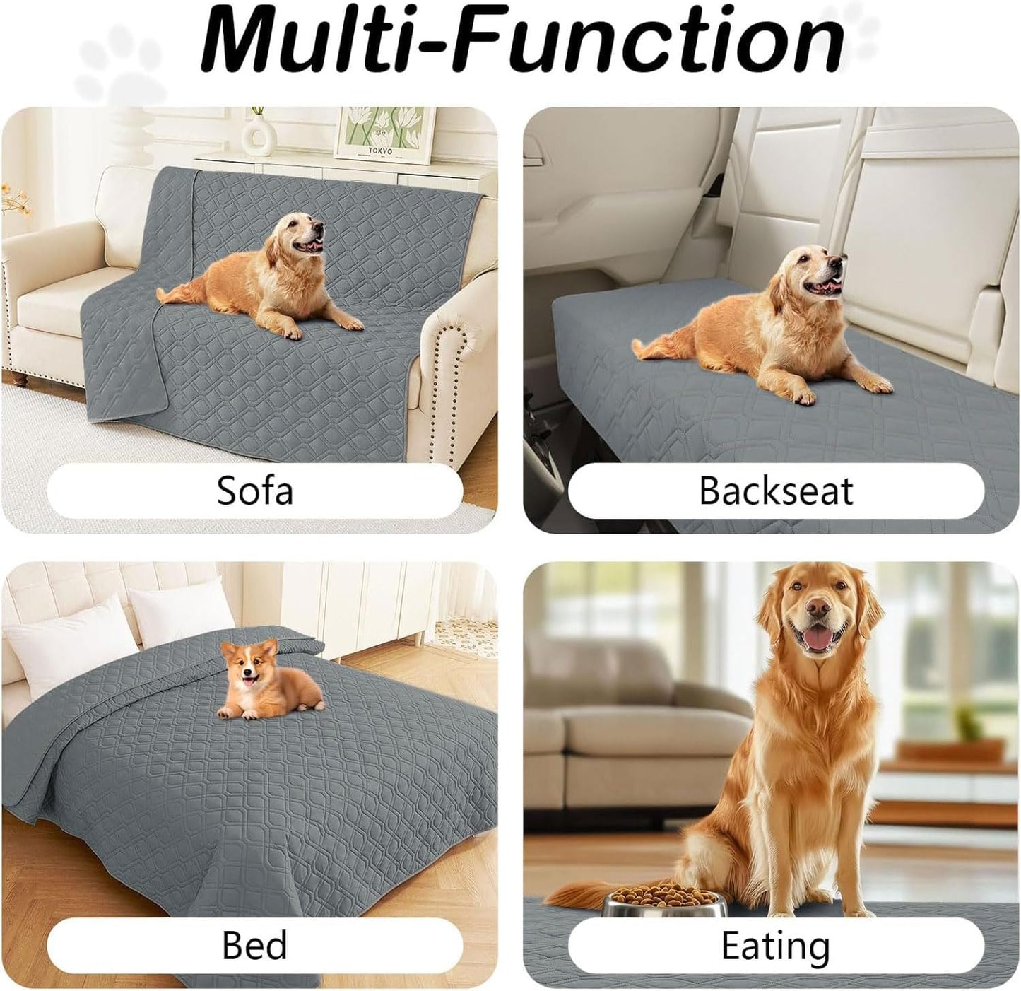 hyha Waterproof Dog Bed Blanket, Soft Pet Blankets, Waterproof Couch Cover for Dogs, Reversible Sofa Covers Washable for Furniture (30x70 Inch, Grey/Dark Grey)